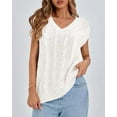 thumbnail image 5 of FreshPretty Womens Oversized Sweater Vest 2025 Summer V Neck Casual Sleeveless Sweaters Loose Cable Knit Pullover Tops, 5 of 6