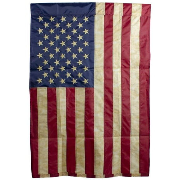 Embroidered Tea-Stained American House Flag - 28 x 40 in.