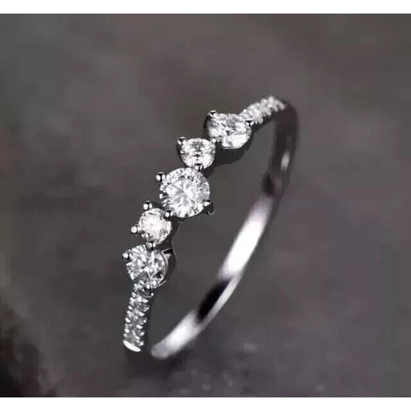 2Ct Round Cut Diamond Lab Created Women's Engagement Ring 925 Sterling Silver 14K White Gold Plated.