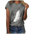 thumbnail image 3 of Gibobby Playera de Manga Corta con Cuello Redondo Mujeres Tunic Travel(Gris,XL), 3 of 5