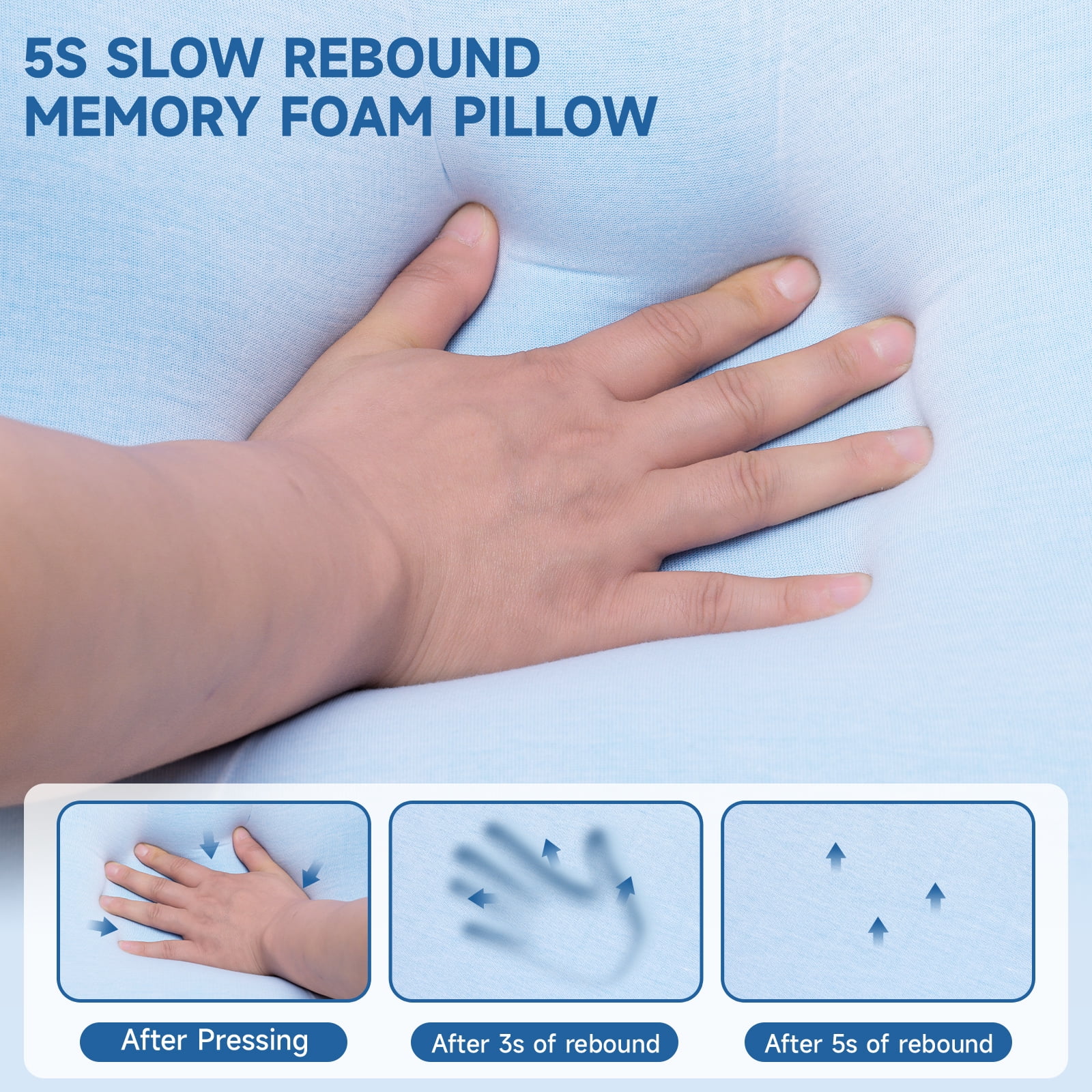SORMAG Memory Foam Pillow for Bed, Firm Cooling Pillow with Washable Cover, Supportive Bed Pillow for Side,Stomach and Back Sleepers,1 Pack,Standard Size 16" x 24"
