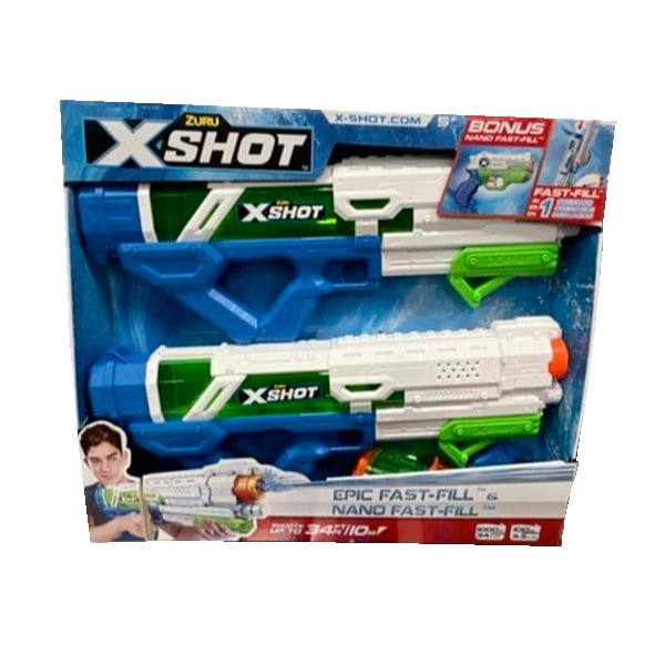 3 Pack Zuru X Shot Fast Fill Water Blasters, 2 Epic and 1 Nano