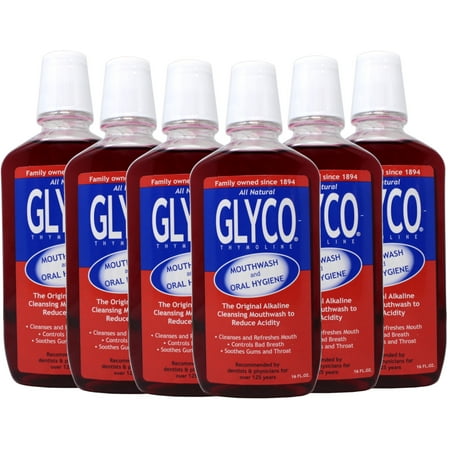 6 Pack - Glyco-Thymoline Mouthwash and Oral Hygiene, The Original Alkaline Cleansing Mouthwash to Reduce Acidity, 16 fl oz