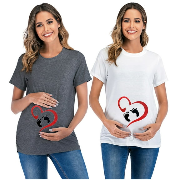 Tejiojio Maternity/Labor/Nursing Clothing Clearance Women Maternity Short Sleeve O-neck Letter Print T-shirt Tops Pregnancy Blouse