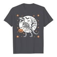 thumbnail image 4 of T Shirts for Men Graphic Halloween Dinosaur Skeleton Printed Casual Short Sleeve Tees Crew Neck Comfortable Breathable Men's Shirts Dark Gray S, 4 of 4