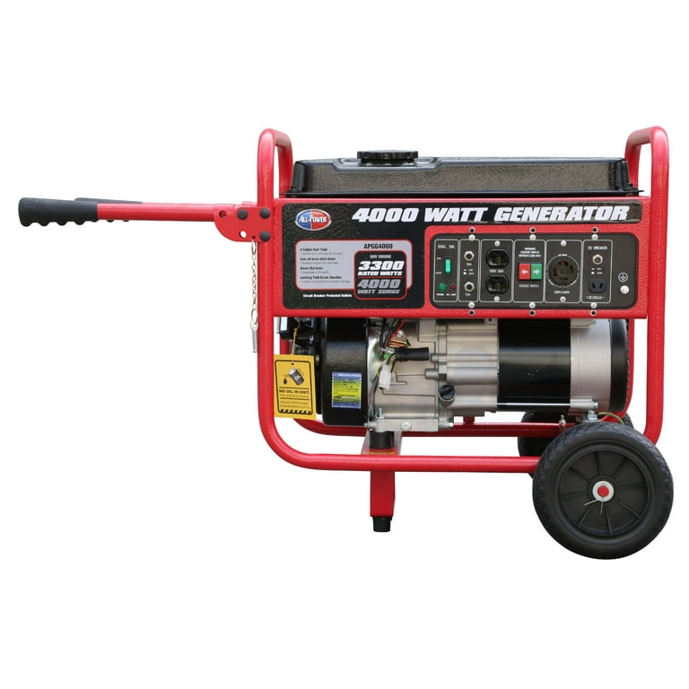 All Power 4000 Watt Generator APGG4000 4000W Gas Portable Generator for Home Use Power Backup RV Standby Hurricane Damage Restoration Power Backup