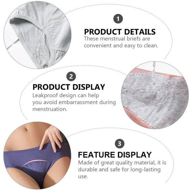 3 Pcs Menstrual Period Panties Women Cotton Plus Size Leakproof
