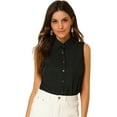 thumbnail image 1 of INSPIRE CHIC Chemise Sans Manches à Col Pointu à Simple Boutonnage pour Femme, 1 of 6