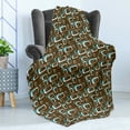thumbnail image 4 of Geometric Soft Flannel Fleece Throw Blanket, Retro Inspired Grunge Style Funky Image in Repetitive Pattern, Cozy Plush for Indoor and Outdoor Use, 60" x 80", Dark Cocoa Sky Blue, by Ambesonne, 4 of 5