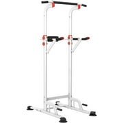 SogesPower Adjustable Height Power Tower Pull up Bar Dip Station Multi-Function Home Gym Strength Training Workout Equipment White