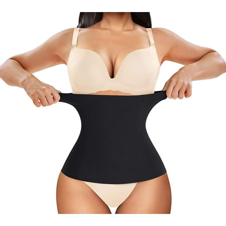 

Molutan Waist Trainer for Women Postpartum Belly Band Wrap Belt C-Section Recovery Tummy Control Waist Cincher Body Shaper(Black L)