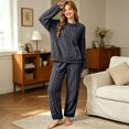 thumbnail image 4 of QIYAGBSA Fleece Pajama Set for Women Soft Warm Jacquard Long Sleeve Top and Pants (Dark Gray, L), 4 of 6