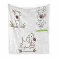 thumbnail image 1 of Puppy Soft Flannel Fleece Throw Blanket, Playful Dog Running on Grass Field Cheerful Pet Childish Park Scenery, Cozy Plush for Indoor and Outdoor Use, 70" x 90", Mauve Taupe and Green, by Ambesonne, 1 of 5