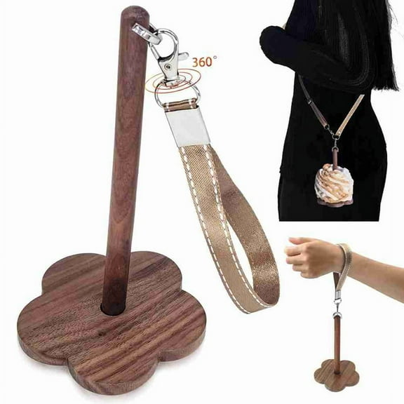 Yarn Holder, Portable Wrist Yarn Ball Stand with Wristband Wooden Twizzling Yarn Organizer Storage for Craft Love