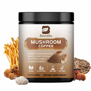 BEWORTHS Mushroom Coffee - Organic Instant Coffee Mix with Reishi, Cordyceps, Lion's Mane, Chaga & Turkey Tail Mushrooms - Mushroom Coffee Powder for Energy, Mental Clarity & Focus, 250g/8.8oz