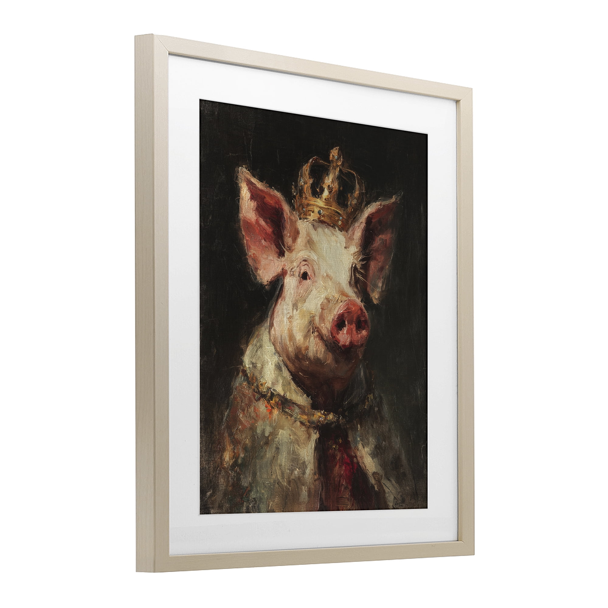Stupell Industries Royal Swine Portrait Birch Framed Print Under Glass, design by Svetlana Aleynikova