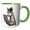 Green/White, variant on 3drose, Funny Cool Llama Reading with Electronic Reader Book Graffiti Abstract, 11oz Two-tone Green Mug