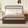 thumbnail image 3 of Harper & Bright Designs Queen Size Platform Bed Frame with Trundle and 2 Drawers, Wood Bed Frame with Padded Headboard, Espresso, 3 of 18