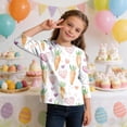 thumbnail image 6 of PWPSG Happy Easter Day Shirt for Kid 3D Graphic T Shirts Cute Easter Eggs & Bunny Rabbit Prints Tops 3/4 Sleeve Crewneck Blouses Spring Fall Outfits for Girl Multicolor 3 Years, 6 of 9
