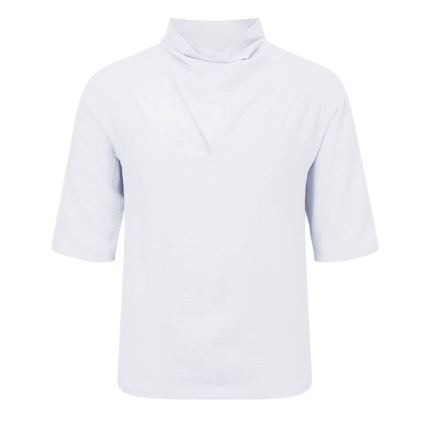 Camisa de manga corta irregular de seda helada para hombre - Diseño de pelo oscuro, mezcla de algodón