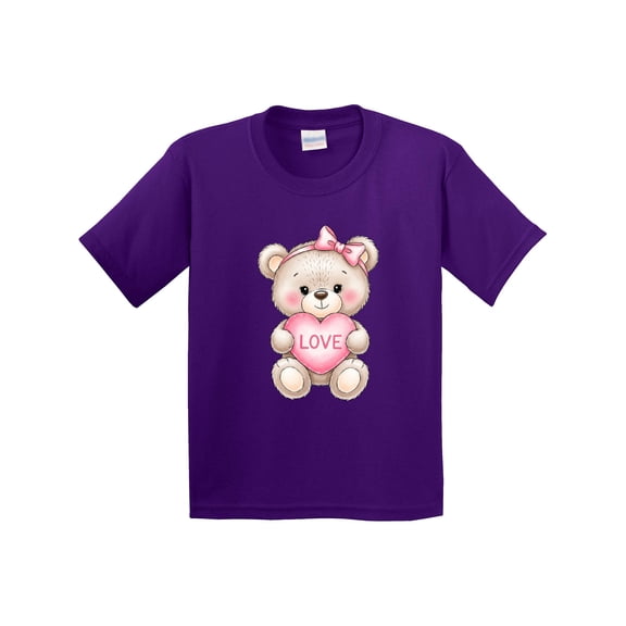 Inktastic Cute Teddy Bear with Heart Love Youth T-Shirt