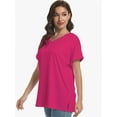 thumbnail image 5 of 3-pack Black&Hot Pink&Navy Blue Women's Tshirts Casual V Neck Short Sleeve Loose Summer Tunic Tops, 5 of 5