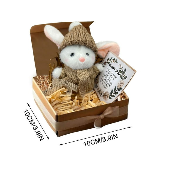 Yatlte Mini Bunny Hug Cute Easter Gift Plush, Bunny in a Box Hugs Positive Bunny, Stuffed Animal Rabbit Soft Floppy Easter Ideas Bunnies, Basket Stuffers Doll Emotional Support Inspirational Gifts