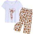 thumbnail image 1 of Women's Capri Pajama Sets Plus Size Sleepwear 2 Piece Ladies Sleep Set,White-deer, 1 of 5