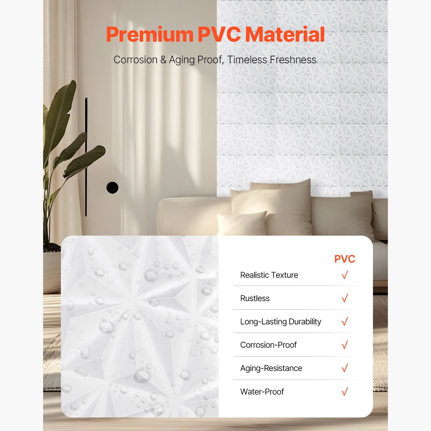 3D Wall Panels 33-Pack 11.81"x11.81", PVC Diamond Tiles, 32 Sq.Ft Coverage, for Bedroom Living Room Gaming Room (Not for Ceilings)
