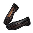 thumbnail image 6 of Women's Polka Dots Mesh Ballet Flats Square Toe Ballerina Flats Closed Toe Comfortable Casual Work Shoes Black 8.5(41), 6 of 9