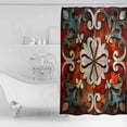 thumbnail image 4 of 60x72 Inch Shower Curtains for Bathroom Burnt Orange Ethnic Fabric Bath Curtain Decor Rustic Boho Flowers Impressionist Waterproof Restroom Curtains Shower Set Accessories with 12 Hooks 60 Inch, 4 of 6