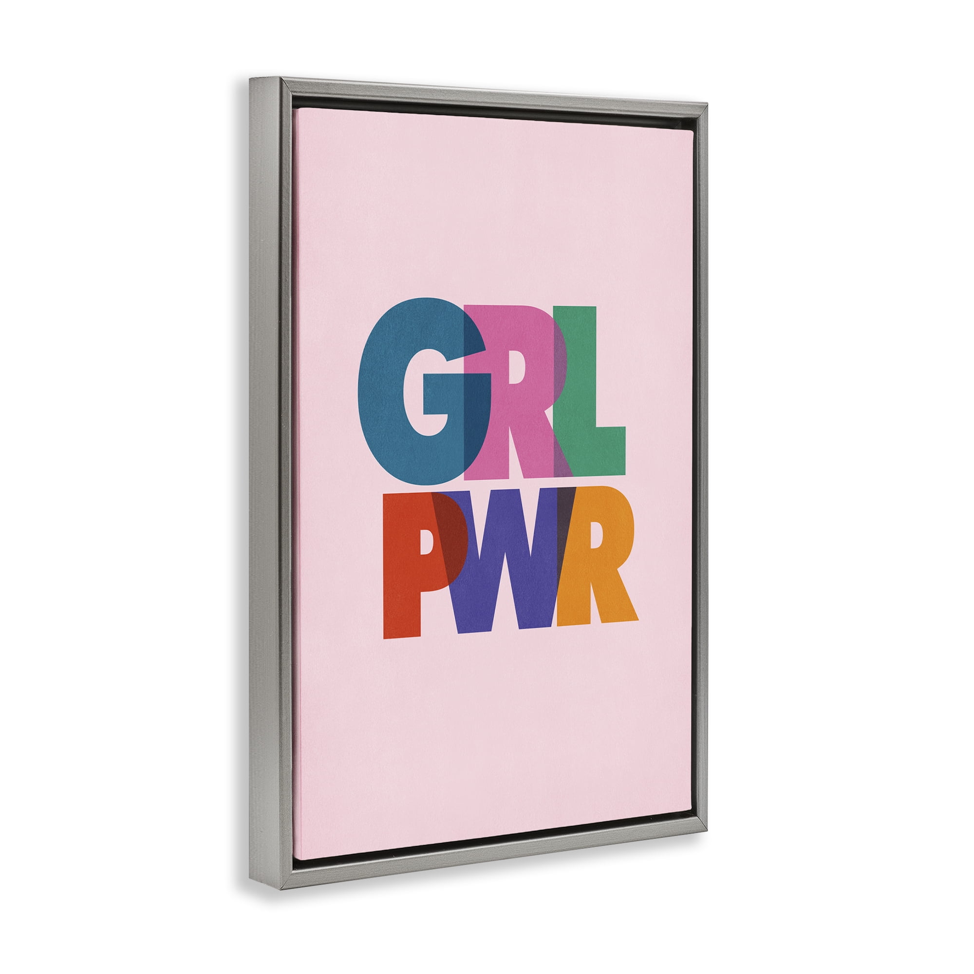 Stupell Industries Girl Power Pastel Text Text & Numbers Painting Gray Floater Framed Canvas Art Print Wall Art, 17 x 25