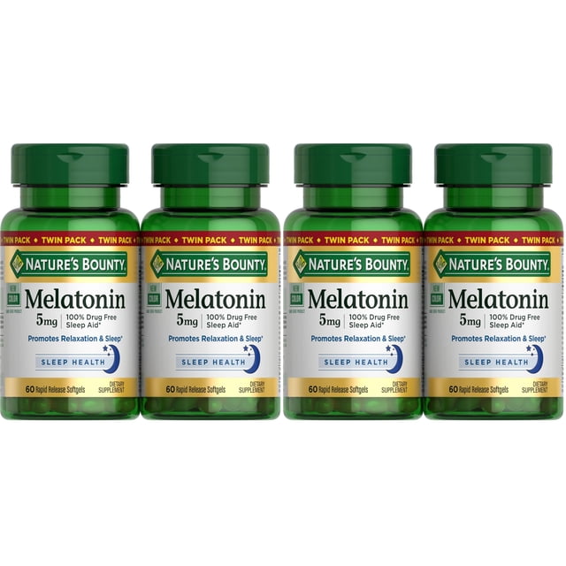 Suplemento de melatonina Nature's Bounty, 5 mg, ayuda a dormir, 120 cápsulas blandas