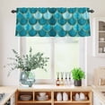 thumbnail image 5 of 3 Piece Kitchen Curtains and Valances Set Green Cafe Curtains 36 Inch Length Modern Geometric Fish Scale Abstract Moroccan Valance & Tier Curtain for Living Room Bedroom Window 54"x18"+27"x36"*2, 5 of 6