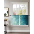 thumbnail image 2 of Sheer Curtains 54 Inch Length 2 Panels Set for Kitchen, Blue Teal Ombre Semi Sheer Curtains for Windows, Coastal Beach Modern Abstract Art Voile Window Treatments Rod Pocket Curtain, 2 of 7
