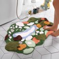 thumbnail image 3 of Kyoffiie - Alfombras de baño peludas con diseño de hojas de musgo verde, suaves, antideslizantes, lavables y absorbentes, estilo bohemio, para ducha de interior, 3 of 7