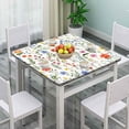 thumbnail image 2 of Spring Floral Square Tablecloth, Waterproof Fitted Table Cloth for Outdoor Picnic Indoor, Colorful Wildflowers Pattern Wipeable Elastic Fabric Table Cover, Fits Tables up to 36" Square, 2 of 4