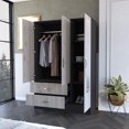 thumbnail image 2 of Miekor Furniture Black Rock 2-Drawer Small Armoire with Mirror Door Black Wengue and Light Gray W5U138, 2 of 5