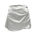 thumbnail image 3 of Dpytoraw Women’s Satin Wrap Skirt Asymmetrical Pleated Solid Color Midi Skirt A-Line Skirts for Women White, 3 of 4