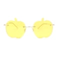 thumbnail image 2 of Funky Apple Peach Shape Lens Avant Garde Rimless Pimp Sunglasses Yellow, 2 of 4