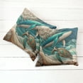 thumbnail image 3 of Ambesonne Nautical Throw Pillow Cover Pack of 2, Teal Ocean Whale Turtle, 2 Pcs-36"x16", Teal Ecru and Pale Cinnamon, 3 of 5