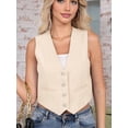 thumbnail image 2 of Cropped Suit Vest for Women Button Up Business Casual Dressy Waistcoat Vest Tops Cream White S, 2 of 5