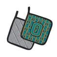thumbnail image 2 of Carolines Treasures CJ1063-OPTHD Letter O Football Aqua, Orange and Marine Blue Pair of Pot Holders, 7.5HX7.5W,, 2 of 2