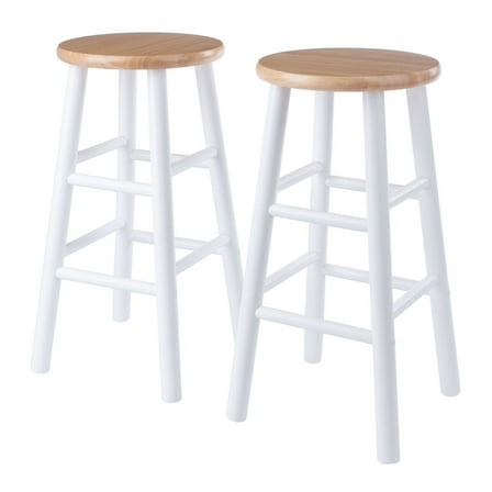 Huxton 2-Pc Counter Stools; 24"; Natural & White