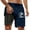 Navy Blue, variant on Men's Swim Trunks with Compression Liner - 95% Polyester, 5% Spandex, Loose Fit Drawstring Waist, Colorful Tree Patterns, Pockets for Phones