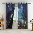 thumbnail image 2 of Aofoto Halloween Blackout Curtains for Bedroom, Dark Blue Ombre Curtains, Grommet Top Drapes,2 Panels, 52"W x 96"L, 2 of 5