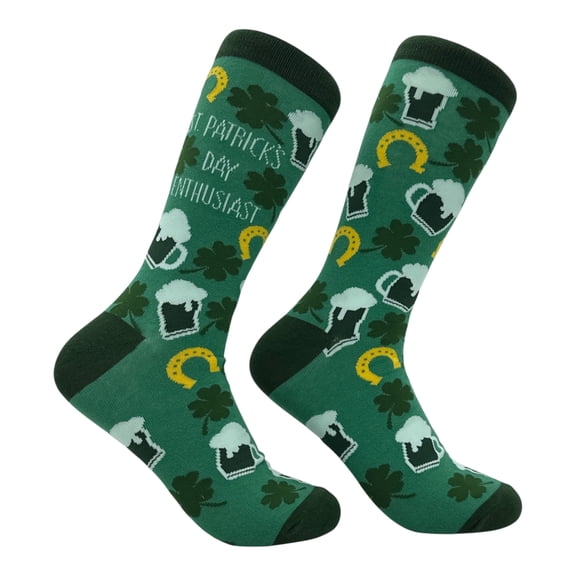 St Patricks Day Enthusiast Socks Funny Sarcastic Saint Paddys Day Graphic Novelty Footwear for Men