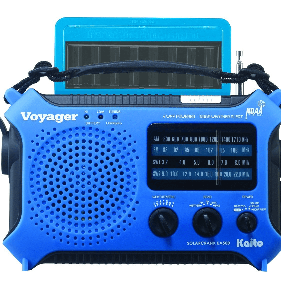 Kaito KA500 5-way Powered Solar Power,Dynamo Crank Wind Up Emergency AM//FM//SW//NOAA Weather Alert Radio with Flashlight,Reading Lamp and Cellphone Charger Yellow