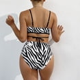 thumbnail image 3 of Bikini a rayas de dos piezas para mujer, traje de baño de dos piezas con cintura alta y rayas de cebra para playa, natación, fiesta, rayas XL, 3 of 8