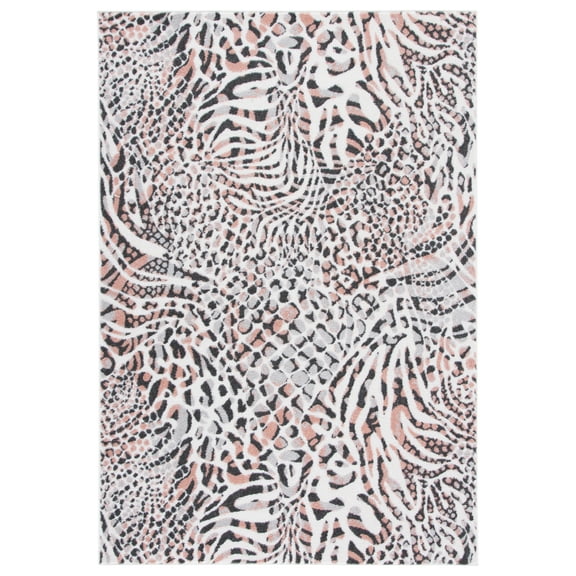 SAFAVIEH Amsterdam Ruby Animal Area Rug, Ivory/Blush, 6'7" x 9'2"